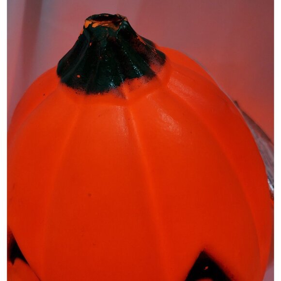 Halloween JACK-O-LANTERN BLOW MOLD 9"h w/ light cord orange plastic pumpkin head - Picture 9 of 11